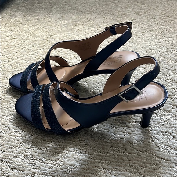 Naturalizer Women's Navy Blue Shimmer Strappy Sandals - Picture 3 of 5